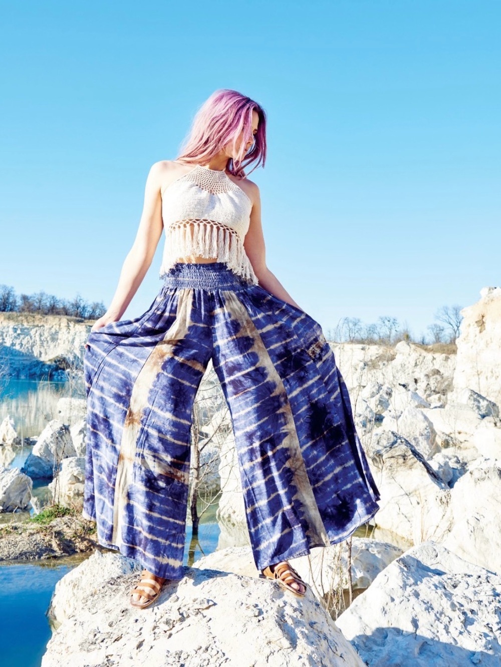 Earthbound Trading Company Bohemian Tie-Dye Wide-Leg Pants